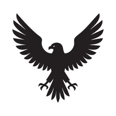 Obraz premium Powerful Eagle Silhouette with Outstretched Wings Representing Strength Freedom and Determination for Logos and Designs