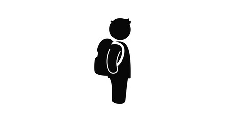 a person carrying backpack viewed from side silhouette