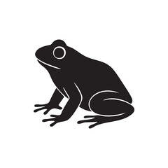 A Monochromatic Silhouette of a Calm Frog Featuring Smooth Lines and Precise Details Creating a Visually Pleasing Aesthetic