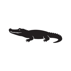 Alligator or Crocodile Silhouette Illustration A Powerful Reptile with Sharp Teeth and Scaly Skin Depicted