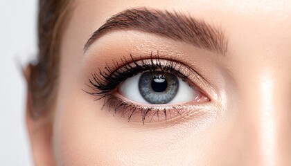 Fototapeta premium Close Up of a Woman's Eye with Makeup and Perfect Eyebrows.