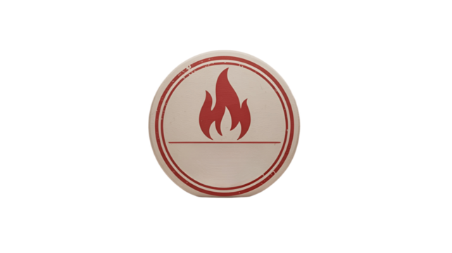 Fire hazard warning sign icon, a safety symbol designed to alert people to potential danger.