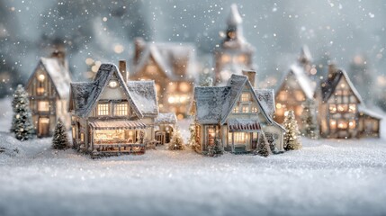 christmas village with snow in vintage style winter village landscape christmas holidays christmas card 3d illustration
