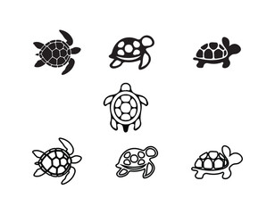 Turtle icon set, turtle logo icon, silhouette turtle top view, tortoise icon set, vector illustration EPS 10