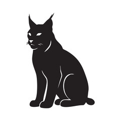 Elegant Silhouette of a Seated Lynx Majestic Wildcat with Pointed Ears and Piercing Gaze Captivating Wildlife Art