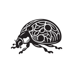 Ladybug Illustration with Intricate Patterns A Striking Black and White Insect Art Design for Nature Enthusiasts