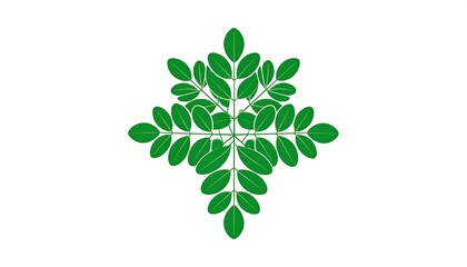 Green leaves in a symmetrical design
