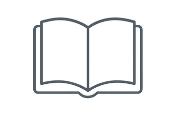 Minimalistic open book icon in black outline on a transparent background.