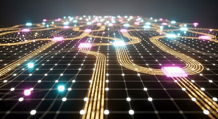 Abstract Network A Connected Digital Landscape with Data Flow