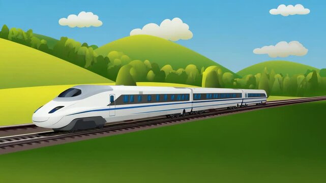 modern train subway passanger nature outdoor flat design video animation