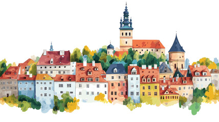 Cesky Krumlov. Cesky Krumlov watercolor vector illustration