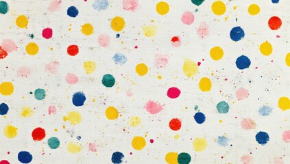 Colorful polka dots on textured white background