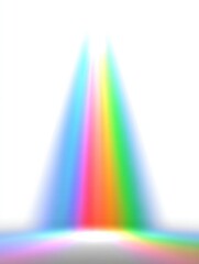 Colorful Light Beams Creating a Vibrant Rainbow Effect on a White Background