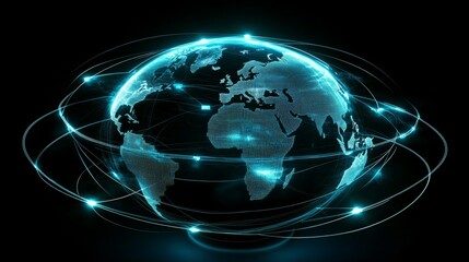 Obraz premium Illuminated lines representing connectivity across a futuristic globe digital environment global perspective technology concept