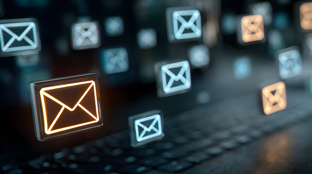 Network of binary with secure email icons, a digitalfortress for online corresondence