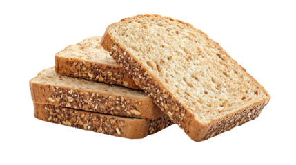 slices of multigrain bread isolated on white background