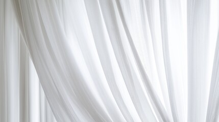 Fototapeta premium White sheer curtains with sunlight in bright interior – soft home decor background