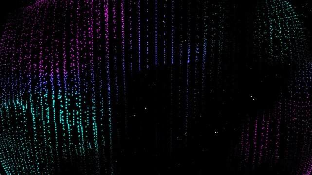 Abstract technology background of a futuristic digital matrix with green binary code and data pattern, wave background animation