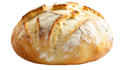 loaf of sourdough bread isolated on white background 