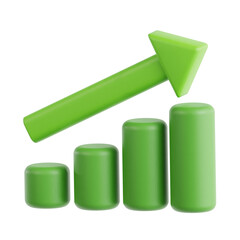 Stock Market Up Arrow with Green Growth Bar Chart