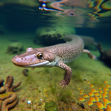 Eastern Hellbender Cryptobrancus Alleganiensis underwater