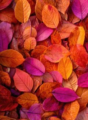 Obraz premium Vibrant autumn leaves in various shades of orange and pink