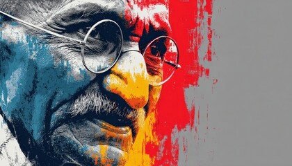 Creative Gandhi Jayanti banner or poster for 2nd October with Indian tricolor details and Gandhi profile