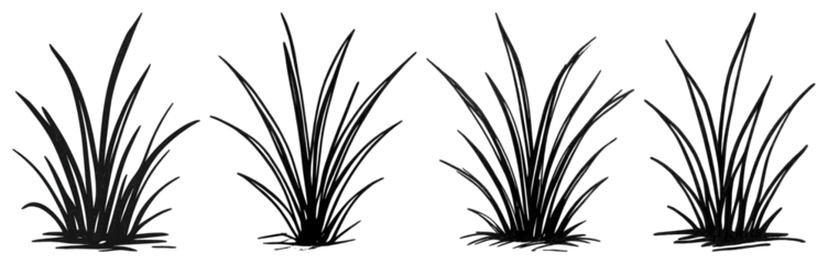 Silhouette grass design elements