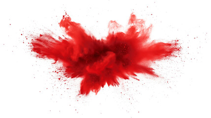 vibrant red paint explosion on white background, dynamic red powder splash PNG