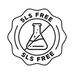 SLS Free Label Vector Design | Chemical Free Seal Badge Icon | Non Toxic Natural Product Certification Stamp