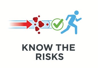 Health awareness concept with healthy lifestyle icon and risk disclaimer design for educational campaigns