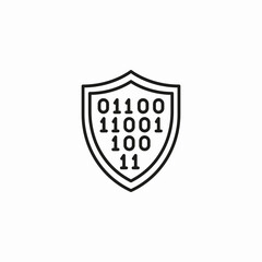 binary code shield icon sign vector