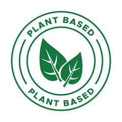Plant-Based Label Vector Design | Plant-Based Seal Badge Icon | Vegan and Organic Food Certification Stamp