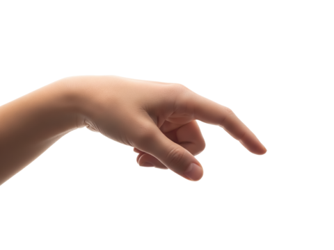 Human hand extended with fingers pointing downward in gentle gesture, symbolizing direction, touch, expression, subtle communication