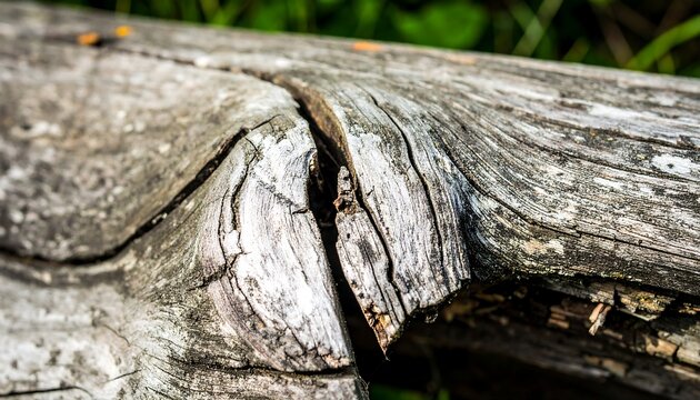 Close-up of a weathered log section