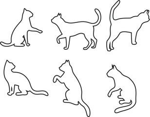 Pet cat outline vector icon set , ideal for logo design, digital artwork, and web branding. Crisp line art style for modern visual identity.