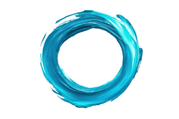 Blue water ring isolated on transparent background. Turquoise round circle ring in brush stroke shape isolated on white background.