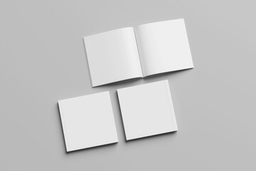 Blank square magazine open and cover