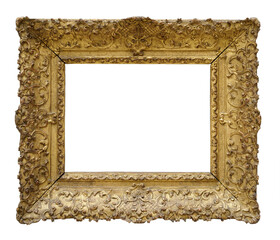 Old style vintage golden frame isolated on a white background