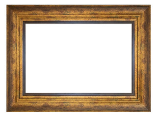 Old style vintage golden frame isolated on a white background