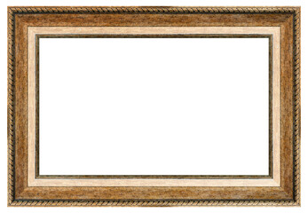 Old style vintage golden frame isolated on a white background