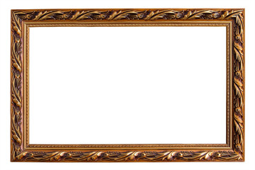 Old style vintage golden frame isolated on a white background