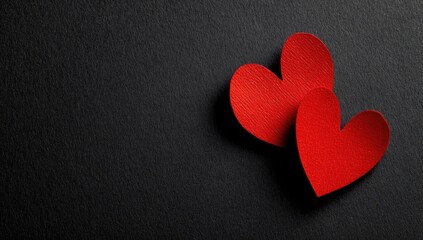 Two overlapping red hearts on a dark background