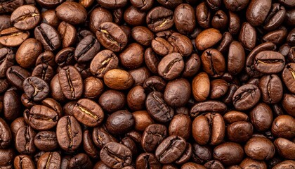 Roasted Coffee Beans Close-Up, Isolated on Brown Background