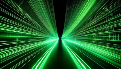 Fototapeta premium a mesmerizing green light pattern resembling digital data streams creating a sense of depth and motion