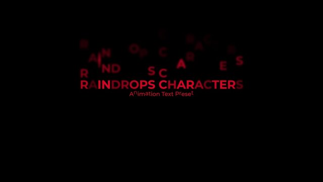 Raindrops Characters Vertical Text Position Animation Preset