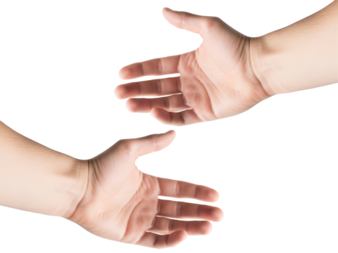 two man Open Hand Palm sideways, as a Sign of Offering, signaling or Asking for Help