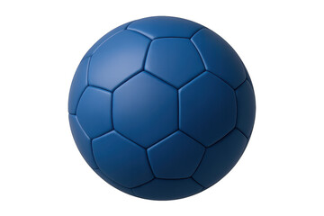 Blue classic sports ball with hexagonal pattern isolated on transparent background