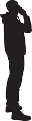 vector,silhouette of  side view of a man thinking and looking up