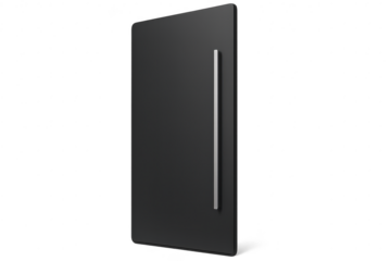 Sleek black modern smart home device with silver detail, isolated on transparent background